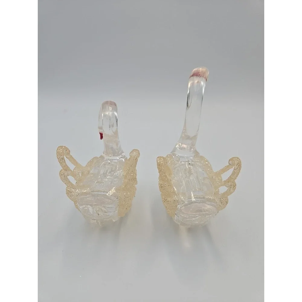 Vintage Miniature Plastic Swan Figurine Set Of 2 Swans Figurine‎ Ornament 3.5